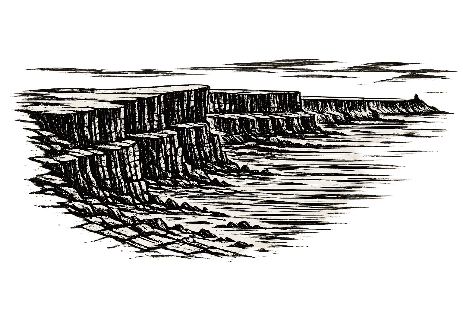 Cliffs of Moher, Ireland — woodcut illustration